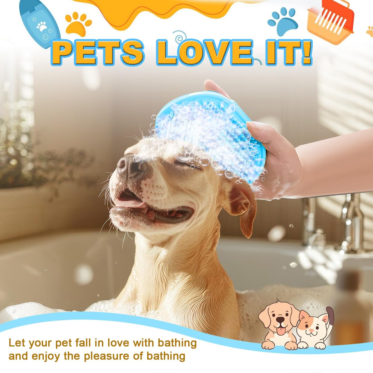 Pet Bath Brush with Shampoo Dispenser